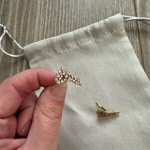 Anthropologie Intricate Gold Crystal Ear Climber Earrings